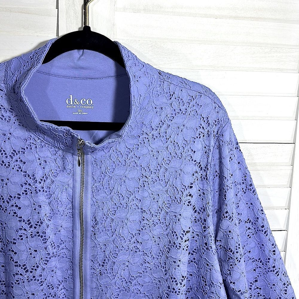 Denim & Co Jacket Size 3X NWOT Lace Lavender Purple - Picture 5 of 10